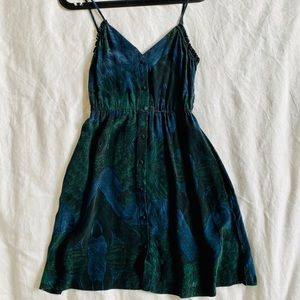 Urban outfitters green, blue & black silk dress